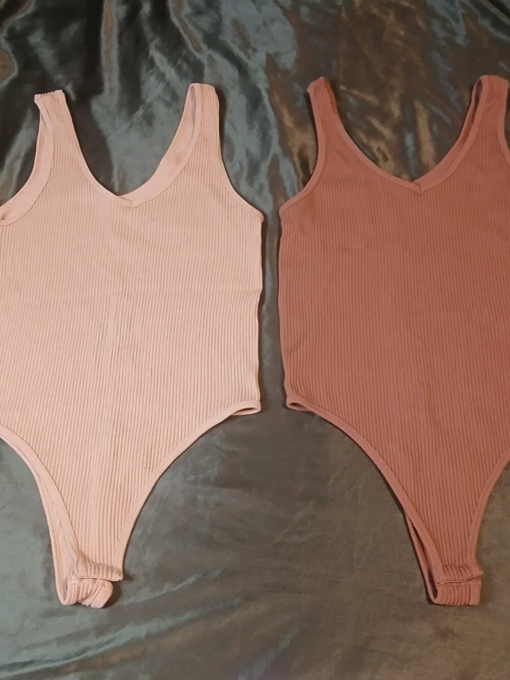 Gypsy + Jade Ribbed Tank Bodysuits 2-Pack – Beige & Terracotta – L/XL